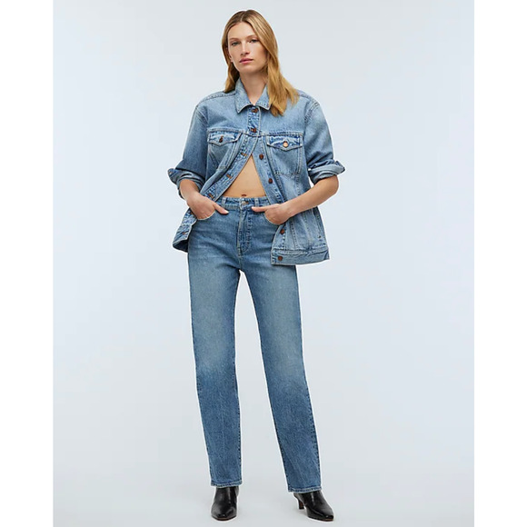 NEW Madewell The Petite 90s Straight Jean Rondell Wash Crease Relaxed US 23 P - Picture 1 of 16